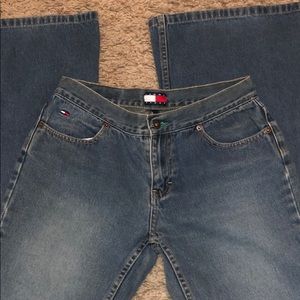 Y2K 2000s Tommy Hilfiger split flare denim jeans